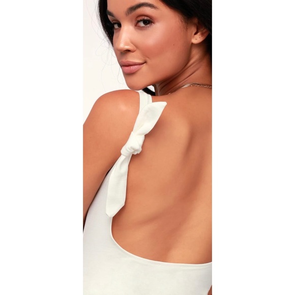 New Free People Intimately Tie Shoulder Sm 4 / 6 Ivory Open-Back Bodysuit - Picture 6 of 7